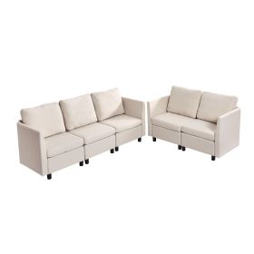 VEVOR Modular Sectional Sofa, Modern 5-Seater Modular Sofa with Hidden Storage, Cloud Sectional Couch with High Rebound Sponge