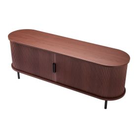 VEVOR TV Stand, Boho Entertainment Center for TVs up to 58 in, 350 lbs Load, TV Media Console Table with Adjustable Storage Shelves & Rolling Doo
