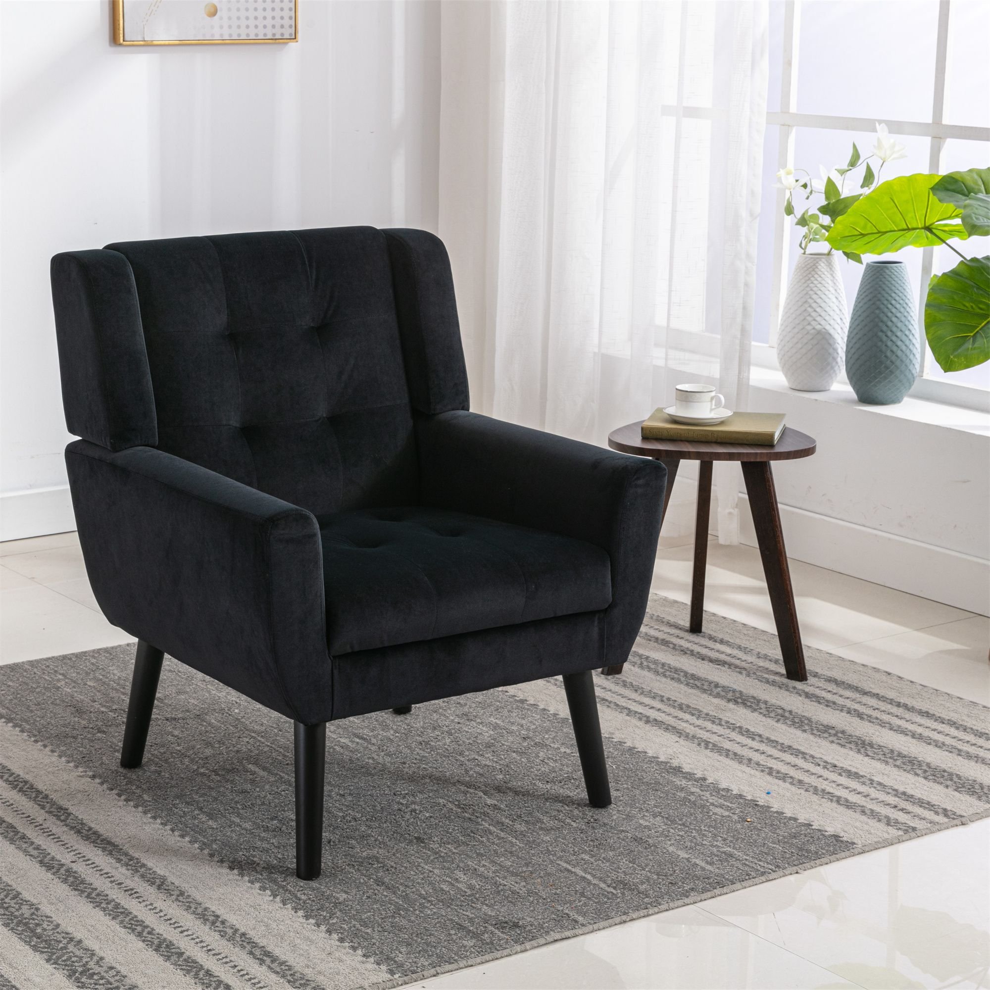 Modern Soft Velvet Material Ergonomics Accent Chair Living Room Chair ...