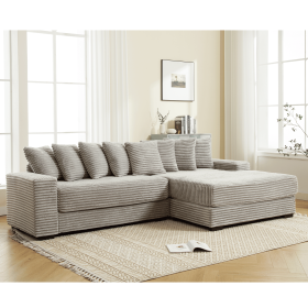 [NEW ARRIVED] [VIDEO PROVIDED] Oversized Two-Piece Couches, L Shaped Sofa, Corduroy, Right Chaise Daybed,with Armrests,Eight Throw Pillows,Corner