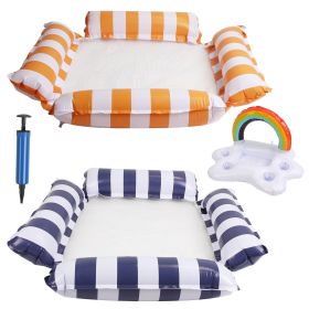 Set Of 3 Pack Inflatable Pool Floats 1 Drink & Snack Float 2 Water Hammocks With High Buoyancy Pillows Cooling Mesh (Option: Multicolor)