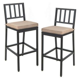 Set of 2 Patio Bar Chairs with Detachable Cushion and Footrest (style: Vertical Stripes)
