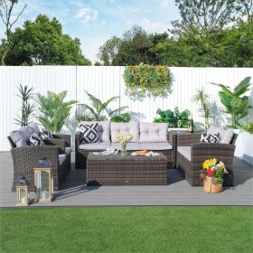 Direct Wicker Outdoor Patio Conversation Set with Storage Box with Cushion (Color: dark brown)